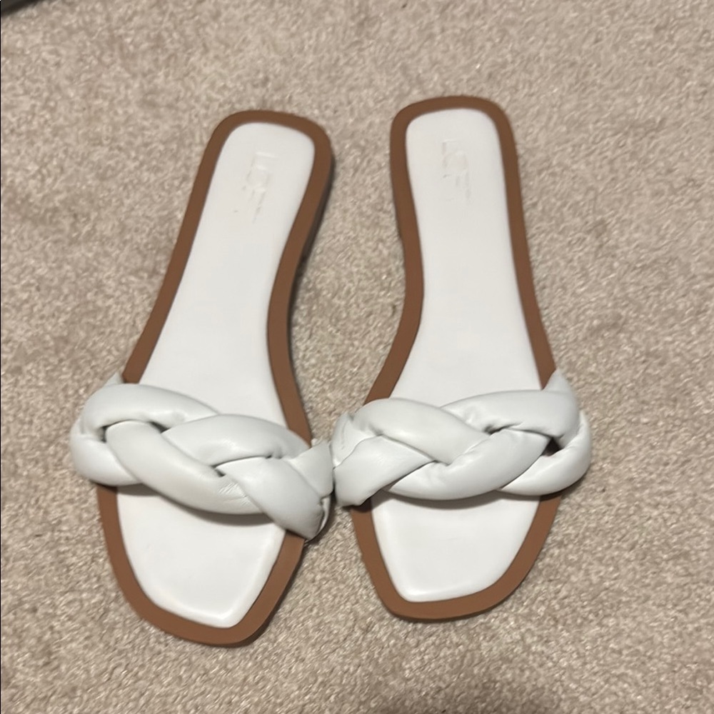 LOFT White Braided Slide Sandals